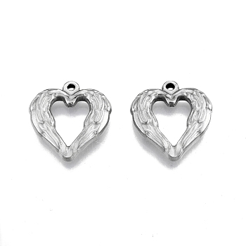 201 Stainless Steel Pendants, Heart, Stainless Steel Color, 22x21x3mm, Hole: 1.6mm