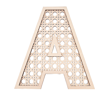 Hollow Wooden 3D Letter Wall Stickers, for Home Wall Interior Background Decoration, Letter.A, 300x281x10mm