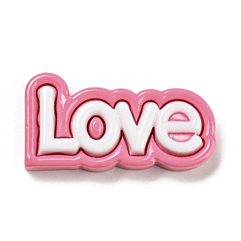 Opaque Resin Cabochons, Cartoon Word Love, Pale Violet Red, 16.5x32x6mm