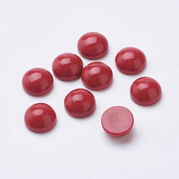 Synthetic Coral Cabochons, Half Round/Dome, 6x3mm