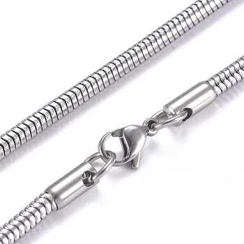 304 Stainless Steel Round Snake Chains Necklaces, with Lobster Claw Clasp, Stainless Steel Color, 25.7 inch(65.5cm)