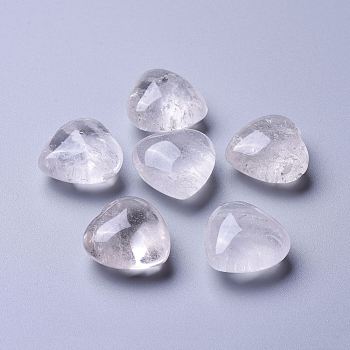 Natural Quartz Crystal Heart Love Stone, Pocket Palm Stone for Reiki Balancing, 25x24~26x13~15mm
