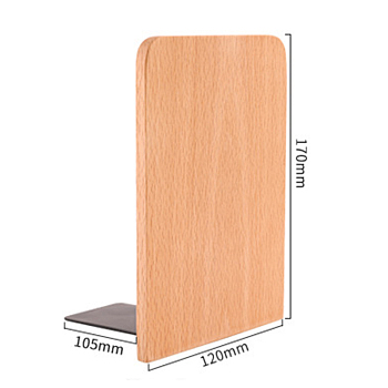 Non-Skid Wood Bookend Display Stands, Desktop Heavy Duty Wooden Book Stopper for Shelves, Teachers' Day, Rectangle, Bisque, 170x120x105mm