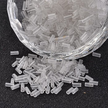 Tube Transparent Colours Round Hole Glass Bugle Beads, Clear, 3~5x1.8~2mm, Hole: 0.8mm, about 12000pcs/450g