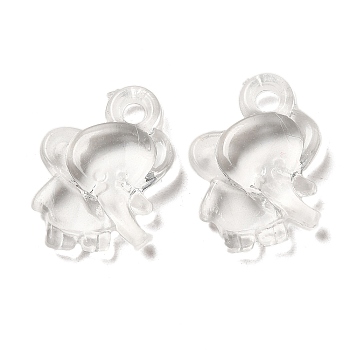 Transparent Acrylic Pendants, Elephant Charms, Clear, 22x15x5mm, Hole: 2.5mm, about 641pcs/500g