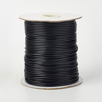 Eco-Friendly Korean Waxed Polyester Cord, Macrame Artisan String for Jewelry Making, Black, 0.5mm, about 169.51~174.98 Yards(155~160m)/Roll