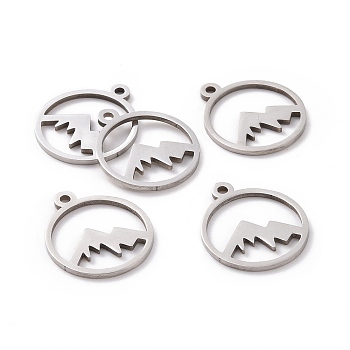 201 Stainless Steel Laser Cut Pendants, Mountain, Stainless Steel Color, 17x14.5x1mm, Hole: 1.5mm.