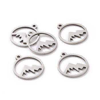 Non-Tarnish 201 Stainless Steel Laser Cut Pendants, Mountain, Stainless Steel Color, 17x14.5x1mm, Hole: 1.5mm.