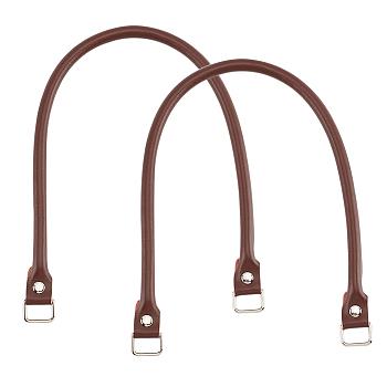 Elite 2Pcs Cowhide Leather Bag Handle, for Handbag Replacement Accessories, Coconut Brown, 60x1.05x1.35cm