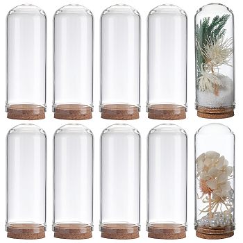 10Pcs Glass Dome Cloche Cover, Bell Jar, with Cork Base, For Doll House Container, Dried Flower Display Decoration, Clear, 71.5x28mm