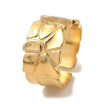 304 Stainless Steel Open Cuff Rings, Polygon, Real 18K Gold Plated, US Size 7 1/4(17.5mm)