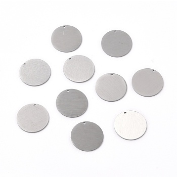 304 Stainless Steel Pendants, Double Side Drawbench, Stamping Blank Tag, Flat Round, Stainless Steel Color, 25x1mm, Hole: 1.6mm
