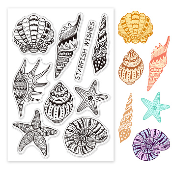 PVC Plastic Stamps, for DIY Scrapbooking, Photo Album Decorative, Cards Making, Stamp Sheets, Starfish Pattern, 16x11x0.3cm