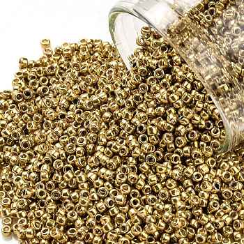 TOHO Round Seed Beads, Japanese Seed Beads, (557) Gold Metallic, 15/0, 1.5mm, Hole: 0.7mm, about 15000pcs/50g