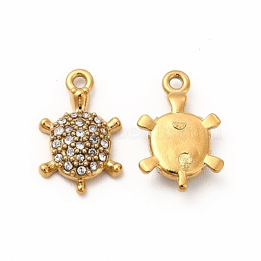 Real 18K Gold Plated Tortoise Stainless Steel+Rhinestone Charms