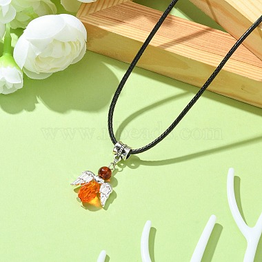 Angel Shape Alloy with Glass Pendant Necklaces(NJEW-JN04560-02)-2