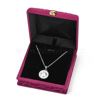 MediumVioletRed Rectangle Velvet Jewelry Set Box