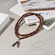 Alloy Gourd Tassel Pendant Necklace with Wood Beaded Chains for Women(NJEW-JN04181)-5