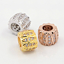 Rondelle Brass+Cubic Zirconia European Beads(ZIRC-K003-13-NR)