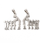 Non-Tarnish Mother's Day/Teachers' Day 201 Stainless Steel Pendants, Mother with Son & Daughter/Teacher with Students Charms, Stainless Steel Color, 26.5x25.5x1.4mm, Hole: 6.5x3.3mm(STAS-K251-025P)