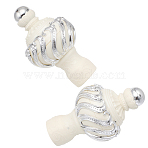 Plastic Curtain Rod Head, Round Drapery Pole Finials, White, 119x70mm(FIND-WH0417-43A)