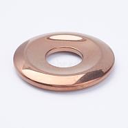 Electroplate Non-Magnetic Synthetic Hematite Pendants, Donut/Pi Disc, Copper Plated, Donut Width: 16mm, 50x7mm, Hole: 18mm(G-F510-35G)