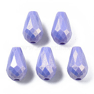 Spray Painted Acrylic Beads, Rubberized Style, Faceted, Teardrop, Medium Slate Blue, 12x7.5mm, Hole: 2mm, about 764pcs/242g(MACR-S280-04A)