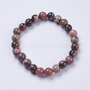 Natural  Rhodonite Beaded Stretch Bracelets, Round, 2 inch(52mm)(BJEW-I253-8mm-26)