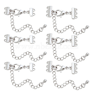 8Pcs 2 Size Brass Chain Extenders, End Chains with Lobster Claw Clasps and Double Strand Necklace Layering Clasps, Platinum, 62~67mm, 4Pcs/size(FIND-BBC0002-70P)