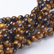 Gemstone Strands, Grade A, Round, Tiger Eye, about 6mm, Hole: 0.8mm, about 60pcs/strand, 15-16 inch(GSR6MMC014-A)