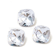 Glass Rhinestone Cabochons, Flat Back & Back Plated, Faceted, Square, Alexandrite, 6x6x3.5mm(RGLA-L029-14A-283)