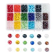 Electroplate Glass Beads, Pearl Luster Plated, Faceted, Rondelle, Mixed Color, 6x5mm, Hole: 1mm, 18colors, 50pcs/color, 900pcs/box(EGLA-JP0002-03C-6mm)