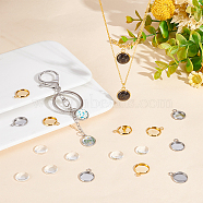 DIY Pendant Making Kits, with 304 Stainless Steel Pendant Cabochon Settings and Transparent Glass Cabochons, Golden & Stainless Steel Color, Cabochon Settings: tray: 12mm, 18x14x2mm, hole: 2mm, 40pcs/set(DIY-UN0001-54)