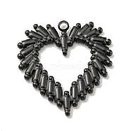 Ion Plating(IP) 304 Stainless Steel Pendants, Heart Charm, Black, 25x24x2mm, Hole: 1.8mm(STAS-C079-16B)