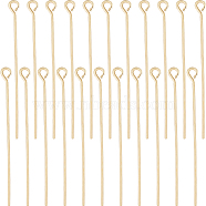 Brass Eye Pins, for Jewelry Making, Real 18K Gold Plated, 21 Gauge, 40x0.7mm, Hole: 1.5mm, about 100pcs(KK-BBC0012-23B)