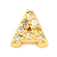 Rack Plating Brass Micro Pave Cubic Zirconia Cabochons, Cadmium Free & Lead Free, Long-Lasting Plated, Real 18K Gold Plated, Letter A, 5x5x2mm(KK-F874-04G-A)