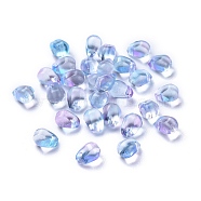 Transparent Glass Charms, Dyed & Heated, Faceted, Teardrop, Light Sky Blue, 6x5.5x6.5mm, Hole: 0.8mm(GLAA-O017-02A)