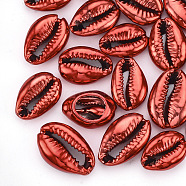 Cowrie Shell Beads, with UV Plated, No Hole/Undrilled, Red, 17~23x12~16x6~7mm(SHEL-S266-07A)
