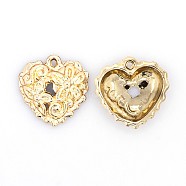Nickel Free & Lead Free Golden Plated Alloy Heart Pendants, Long-Lasting Plated, 20x20x4mm, Hole: 2mm(PALLOY-J218-175G-NR)
