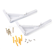 Iron Folding Shelf Brackets, with Plastic Plus & Iron Screws, White, 1.6~30x0.65~3.7x0.65~2.35cm, 20pcs/set(SW-TAC0001-13A)