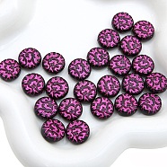 Acrylic Beads, Black, Cerise, Flat Round, 14mm, 20pcs/bag(PW-WG78398-03)