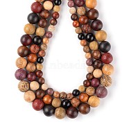 3 Style Natural Wood Beads Strands, Round, Colorful, 6~10mm, Hole: 1~1.2mm, about 3 strands/bag(WOOD-LS0001-34)