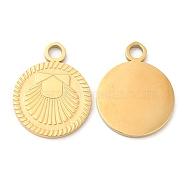 Ion Plating(IP) 316L Surgical Stainless Steel Pendants, Flat Round with Shell Charm, Real 18K Gold Plated, 18x14x1mm, Hole: 2.2mm(STAS-D078-08G)
