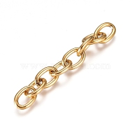 201 Stainless Steel Chain Extender, Cable Chain, Golden, 49~50.5mm, Link: 6mm wide, 8~9mm long, 1.3mm thick, Inner Size: 6x3mm(X-STAS-G221-29G)