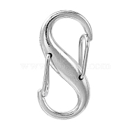 Alloy Double S Snap Hook Spring Keychain Clasps, Rock Climbing Carabiners for Women Men Camping Fishing, Platinum, 27.5x14mm(FIND-YW0004-08P)