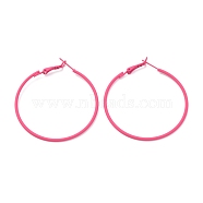 Baking Paint 201 Stainless Steel Hoop Earrings, Ring, Hot Pink, 49mm, Pin: 0.5mm(EJEW-P185-B01-05)