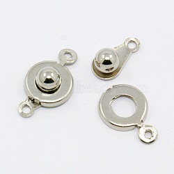 Iron Snap Clasps, Nickel Free, Platinum, 12x9mm, Hole: 1mm(IFIN-A167-P-NF)