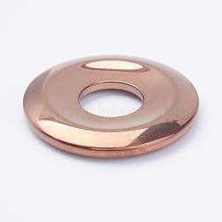 Electroplate Non-Magnetic Synthetic Hematite Pendants, Donut/Pi Disc, Copper Plated, Donut Width: 16mm, 50x7mm, Hole: 18mm(G-F510-35G)