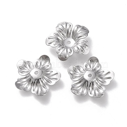 304 Stainless Steel Bead Caps, 5-Petal, Flower, Stainless Steel Color, 20x20x4mm, Hole: 1.5mm(STAS-K194-10P)