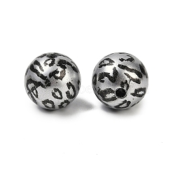 Printed Acrylic Beads, Round, Leopard Print Pattern, Gainsboro, 15.5mm, Hole: 2mm(PACR-P005-01B)